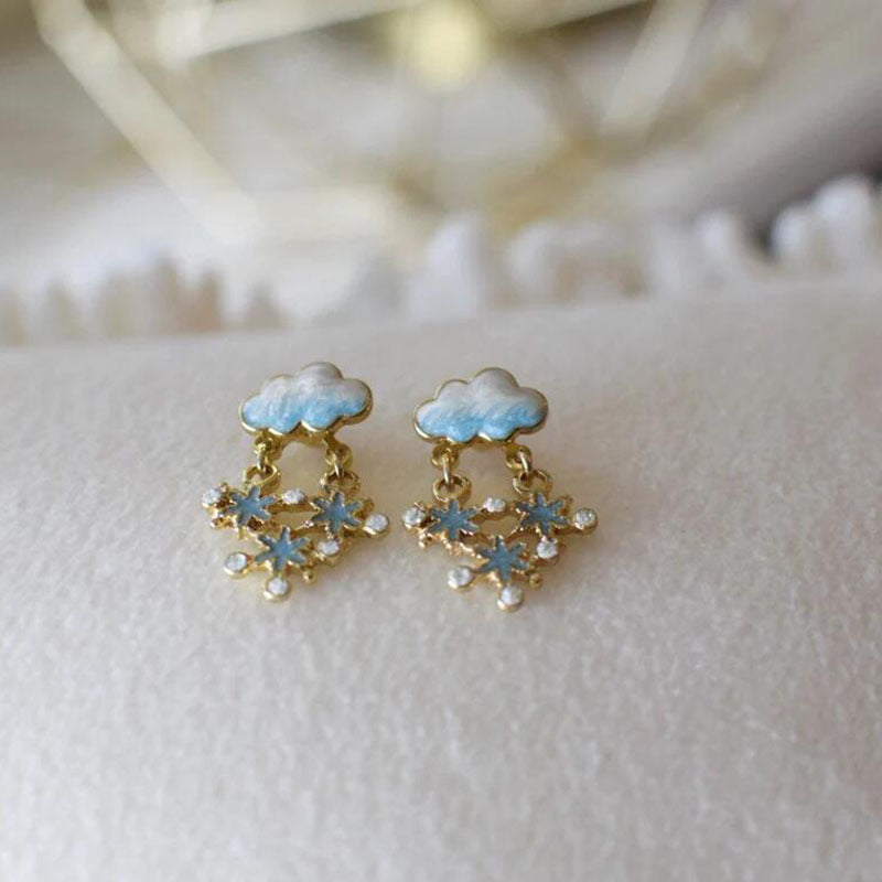 Snowflake Cloud Earrings Fun Christmas