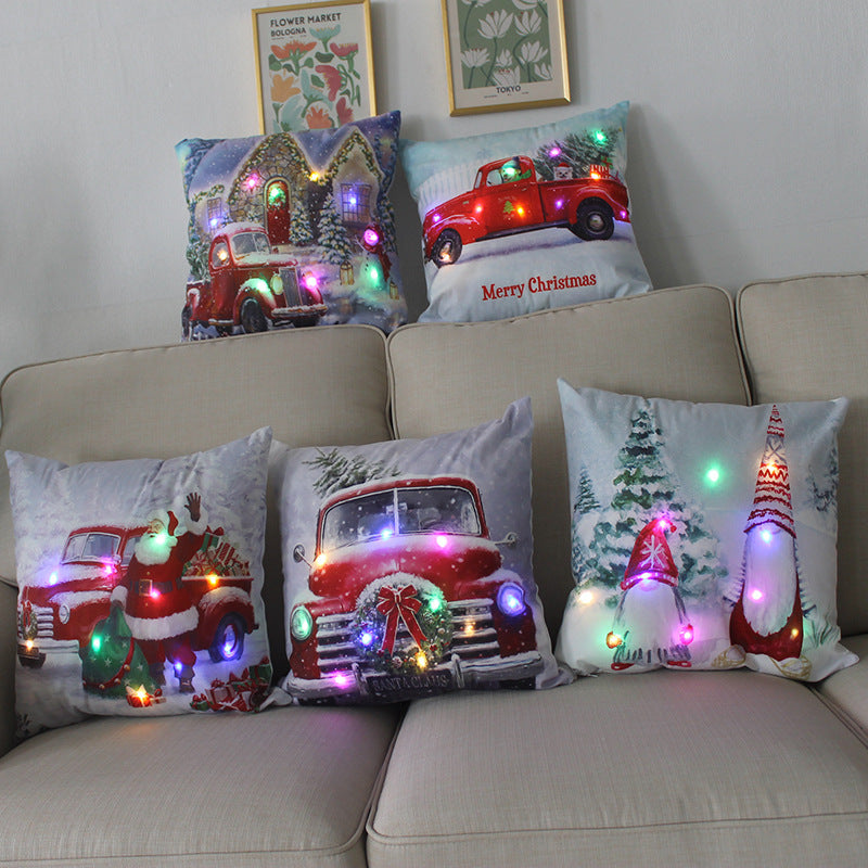 Colorful Lights Christmas Glow Pillow