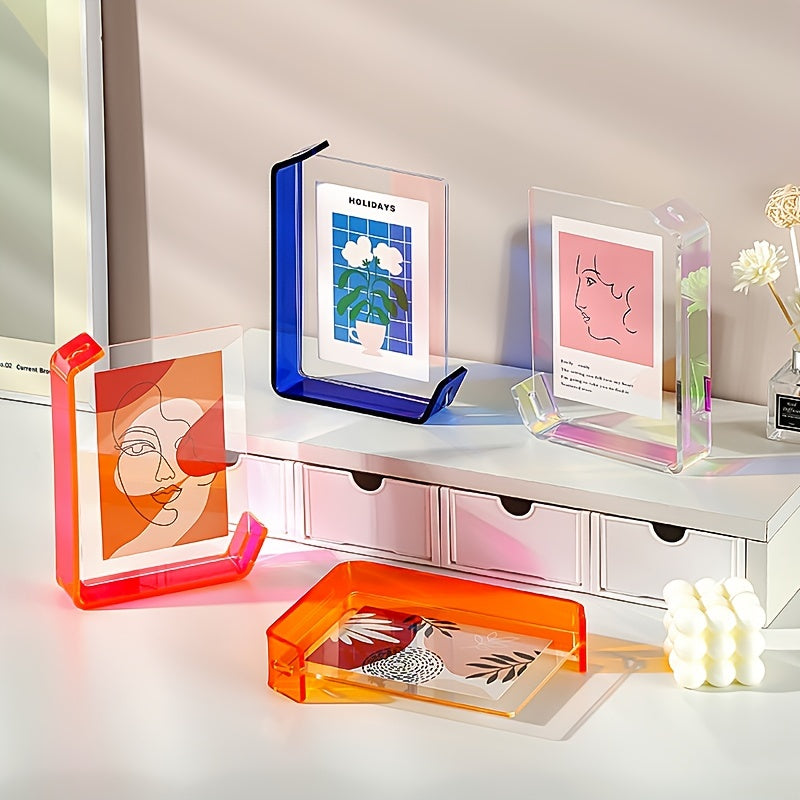 4x6 Inch Colorful Acrylic Photo Frame Box Creative Picture Holder Stylish Gradient Color Collage Frame