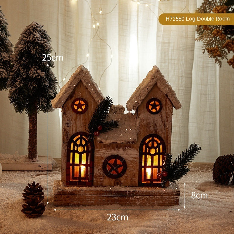 Christmas Decorative Log Cottage Creative Glow