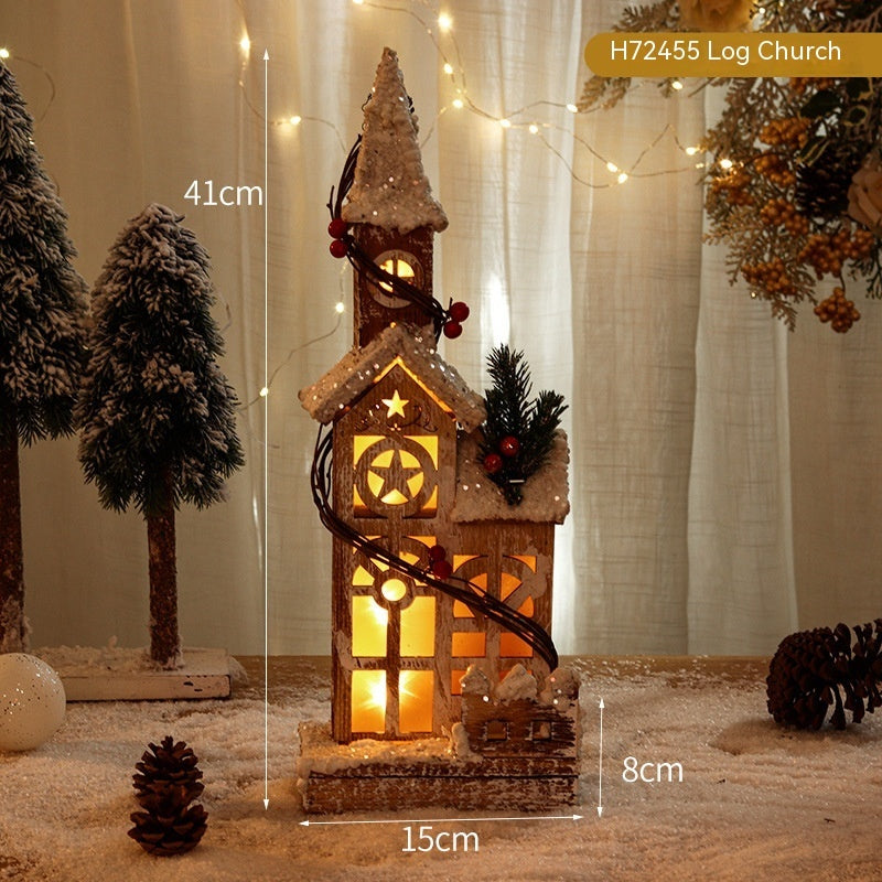Christmas Decorative Log Cottage Creative Glow