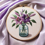 Purple Lily Flower Embroidery