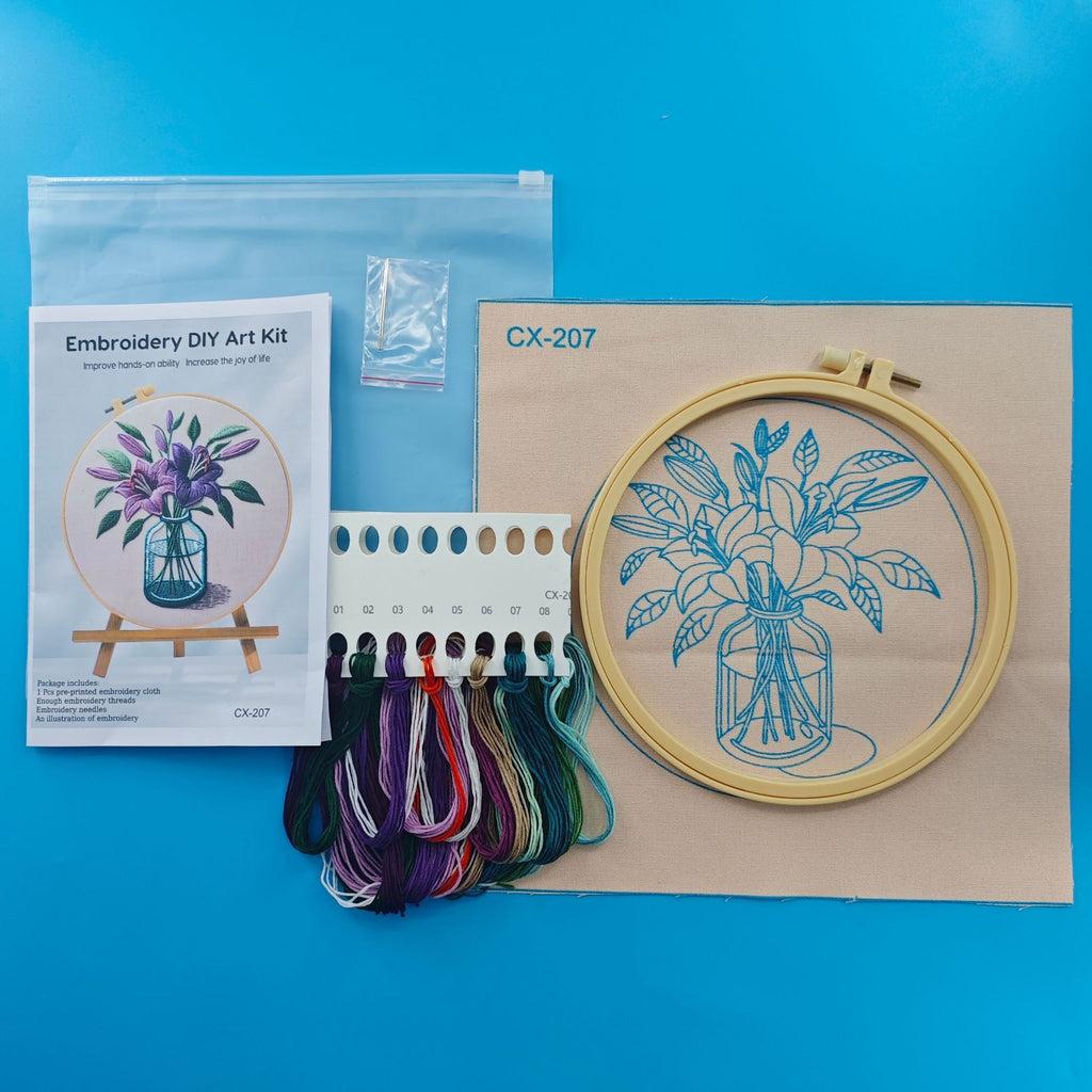 Purple Lily Flower Embroidery