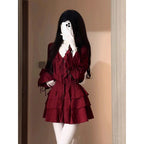 Sunset Glow Love Red Ruffled Suit