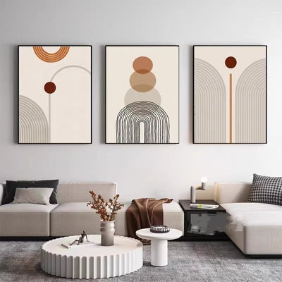 Modern Minimalist Living Room Morandi Abstract Sofa Background Wall Three-piece Painting