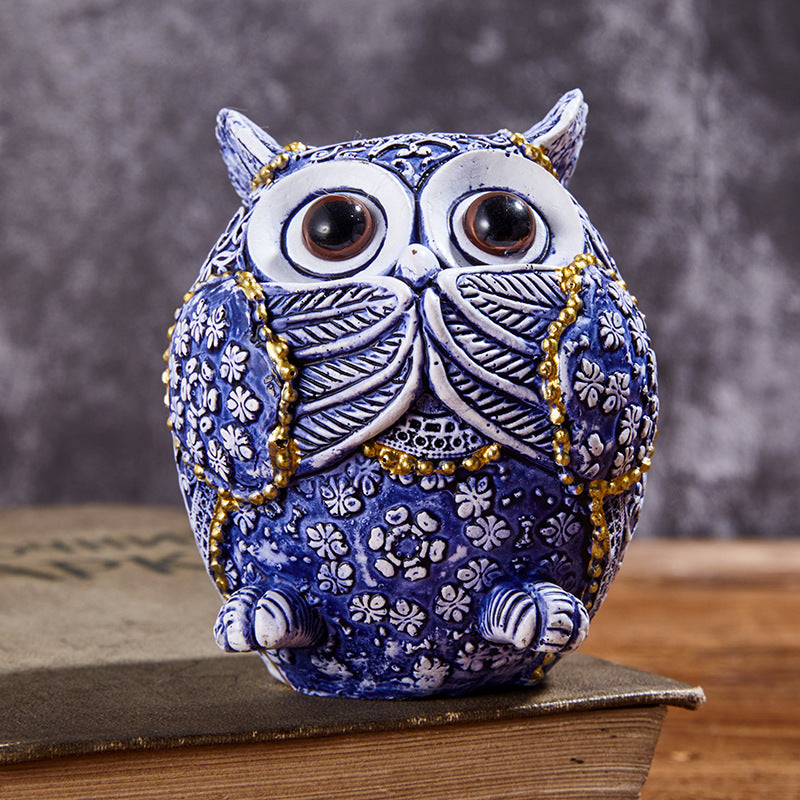 Blue And White Owl Home Creative Small Ornaments