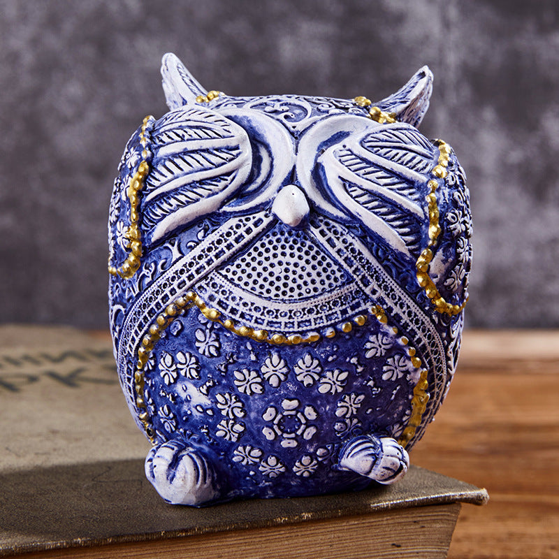 Blue And White Owl Home Creative Small Ornaments