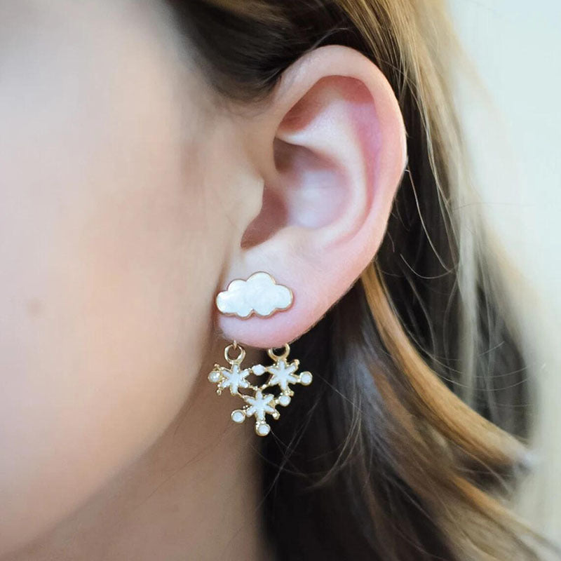 Snowflake Cloud Earrings Fun Christmas