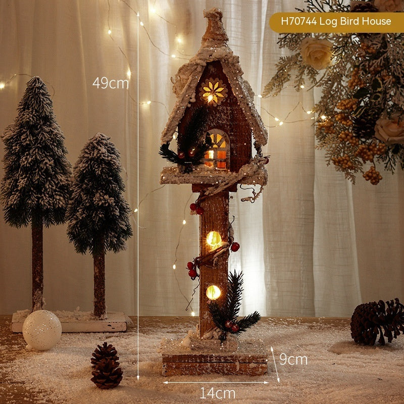 Christmas Decorative Log Cottage Creative Glow