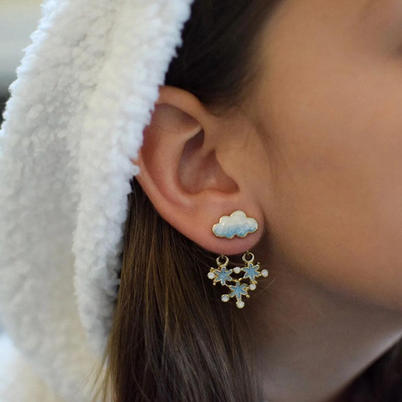 Snowflake Cloud Earrings Fun Christmas